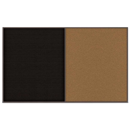 United Visual Products Double Door Radius Corkboard, 42"x32", Sat, UV70025RC-SATIN-BUFF UV70025RC-SATIN-BUFF